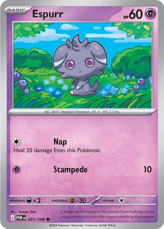 Espurr - 033/088 Common Pokémon card from Perfect Order, Near Mint Reverse Holofoil