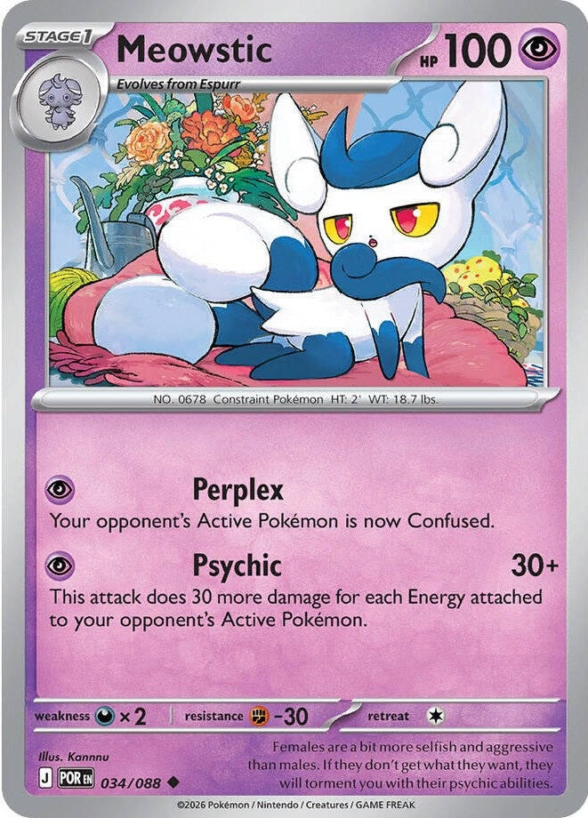 Meowstic - 034/088 Uncommon Pokémon card from Perfect Order, Near Mint Normal