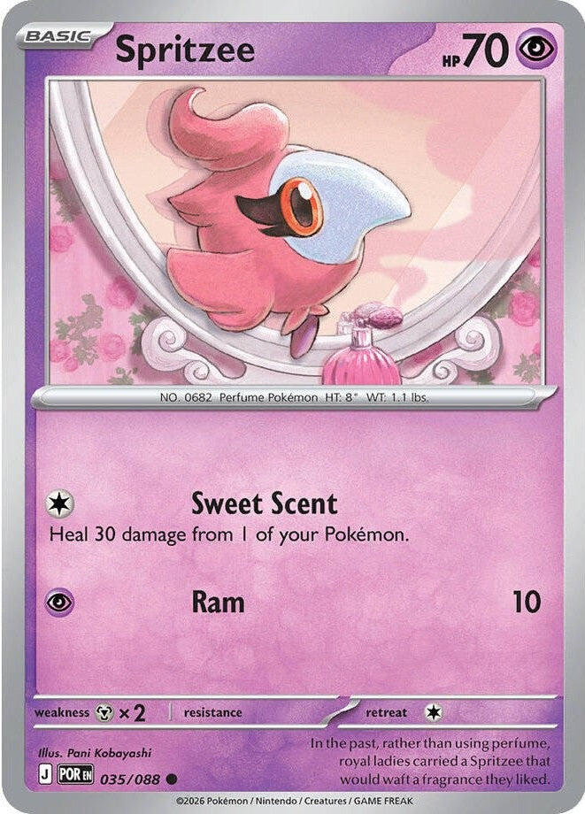 Spritzee - 035/088 Common Pokémon card from Perfect Order, Damaged Normal