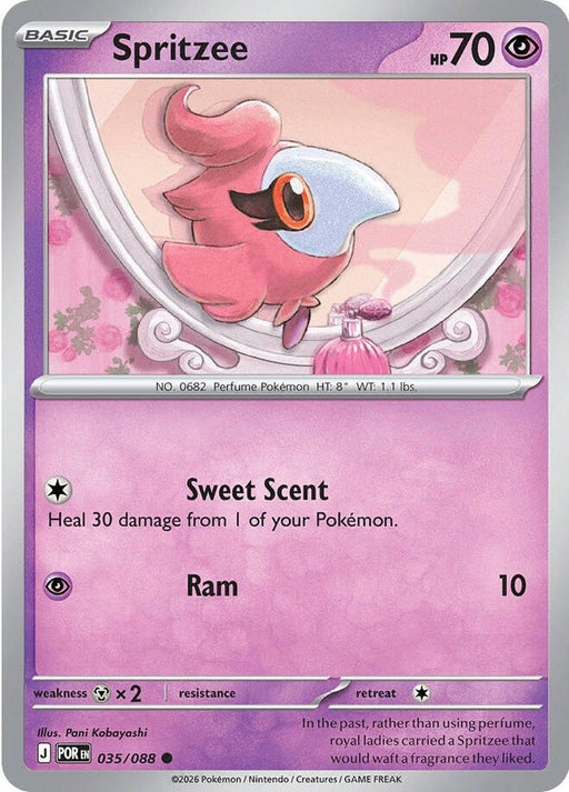 Spritzee - 035/088 Common Pokémon card from Perfect Order, Damaged Normal