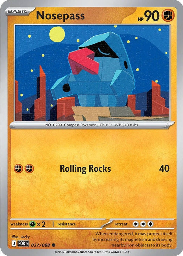 Nosepass - 037/088 Common Pokémon card from Perfect Order, Near Mint Reverse Holofoil