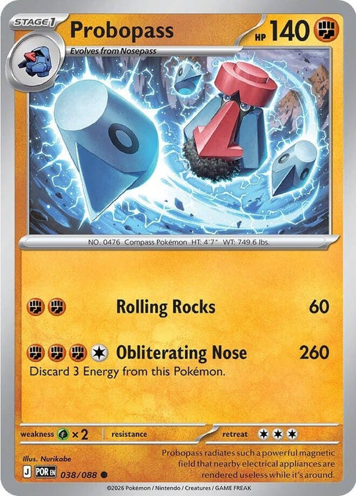 Probopass - 038/088 Common Pokémon card from Perfect Order, Near Mint Reverse Holofoil