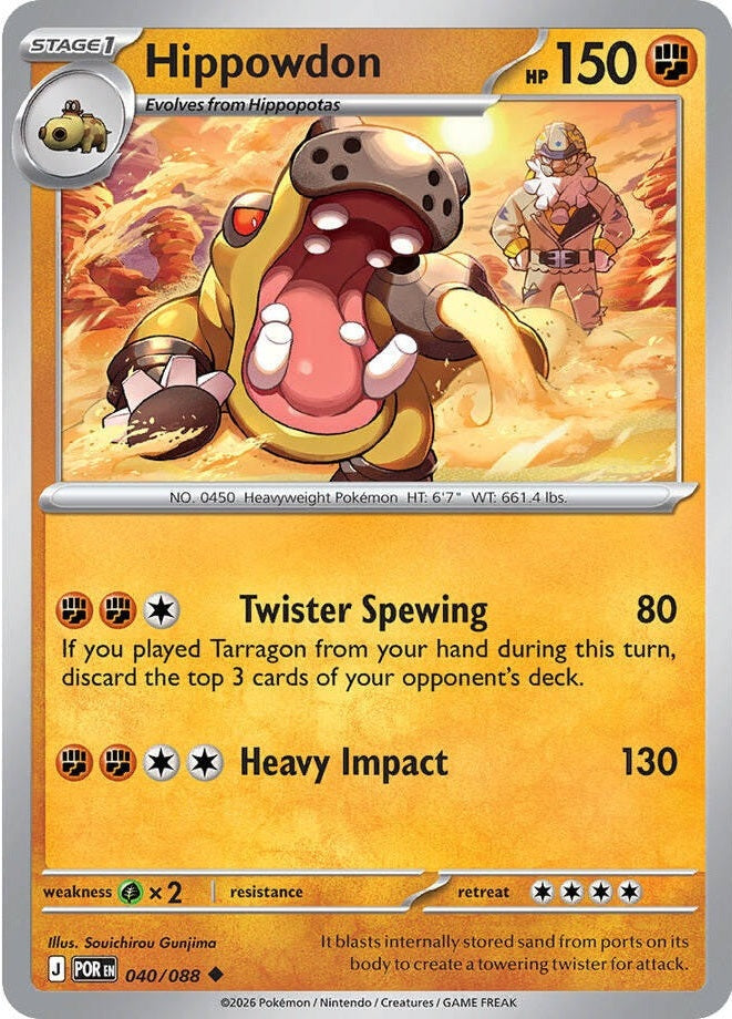 Hippowdon - 040/088 Uncommon Pokémon card from Perfect Order, Near Mint Reverse Holofoil