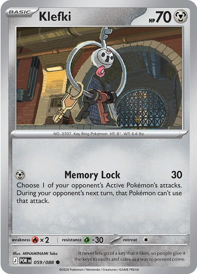 Klefki - 059/088 Common Pokémon card from Perfect Order, Near Mint Reverse Holofoil
