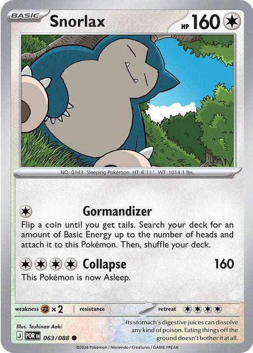 Snorlax - 063/088 Common Pokémon card from Perfect Order, Near Mint Reverse Holofoil