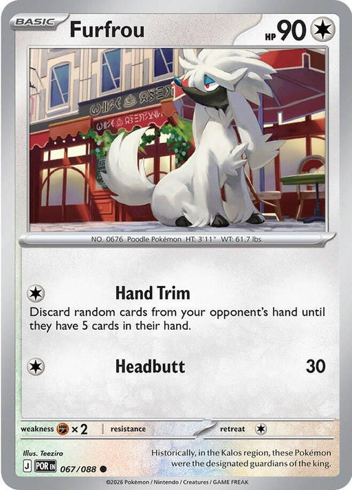 Furfrou - 067/088 Common Pokémon card from Perfect Order, Near Mint Reverse Holofoil