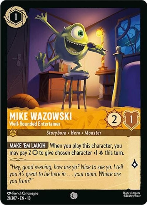 Mike Wazowski - Well-Rounded Entertainer - 21/207 Common Disney Lorcana card from Attack of the Vine!, Near Mint Normal