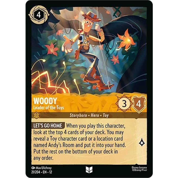 Woody - Leader of the Toys - 21/204 Uncommon Disney Lorcana card from Wilds Unknown, Near Mint Normal