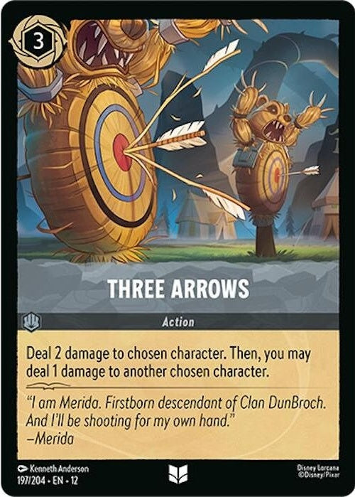 Three Arrows - 197/204 Uncommon Disney Lorcana card from Wilds Unknown, Near Mint Normal