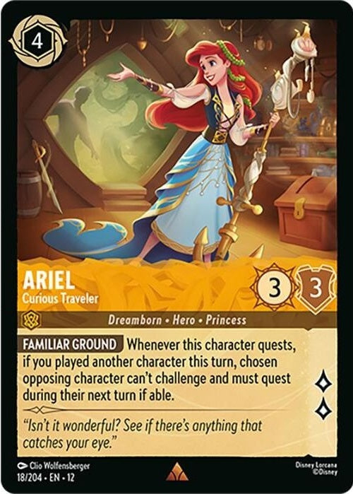 Ariel - Curious Traveler - 18/204 Rare Disney Lorcana card from Wilds Unknown, Near Mint Normal