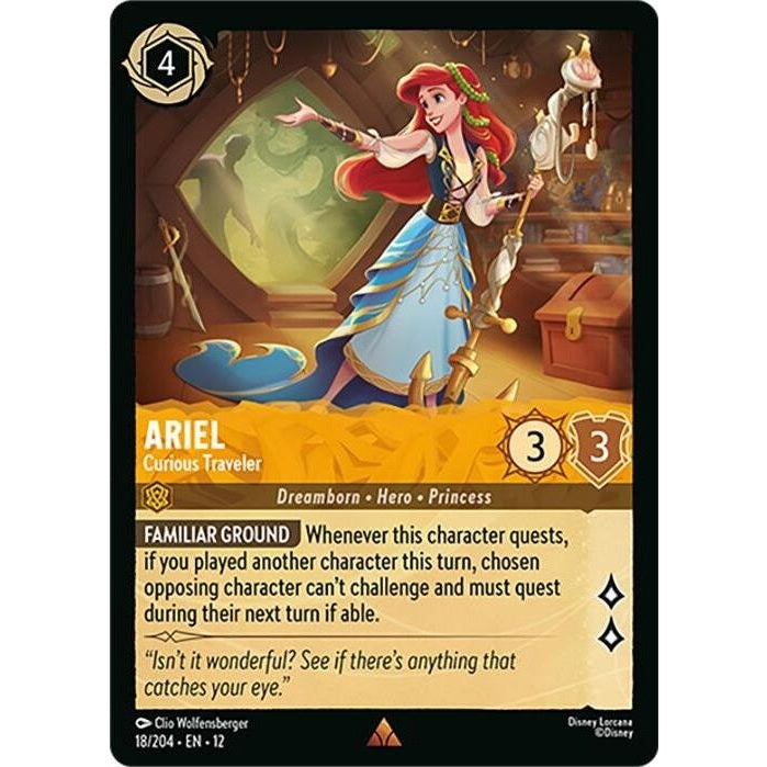 Ariel - Curious Traveler - 18/204 Rare Disney Lorcana card from Wilds Unknown, Near Mint Normal