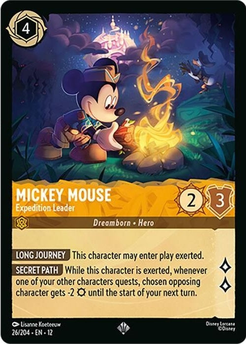 Mickey Mouse - Expedition Leader - 26/204 Super Rare Disney Lorcana card from Wilds Unknown, Near Mint Normal