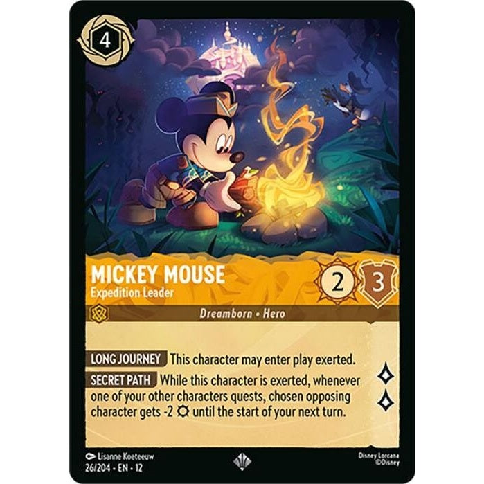 Mickey Mouse - Expedition Leader - 26/204 Super Rare Disney Lorcana card from Wilds Unknown, Near Mint Normal