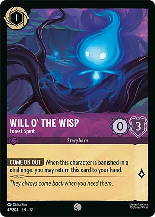 Will o' the Wisp - Forest Spirit - 47/204 Common Disney Lorcana card from Wilds Unknown, Near Mint Normal