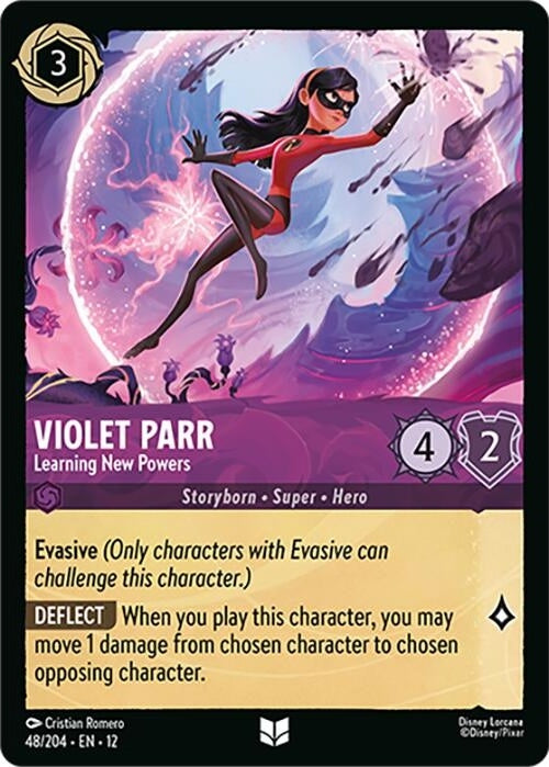 Violet Parr - Learning New Powers - 48/204 Uncommon Disney Lorcana card from Wilds Unknown, Near Mint Normal