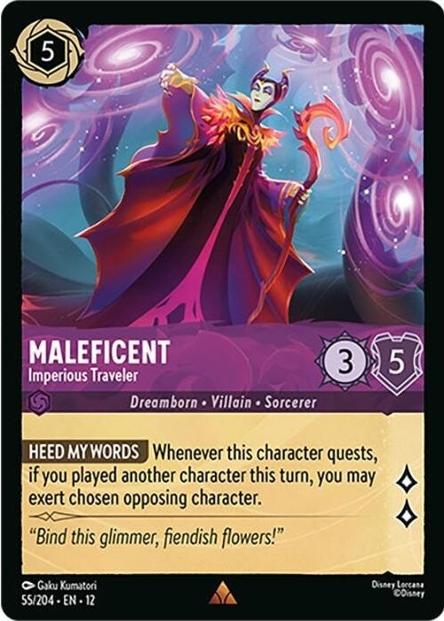 Maleficent - Imperious Traveler - 55/204 Rare Disney Lorcana card from Wilds Unknown, Near Mint Normal