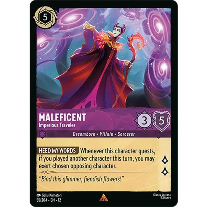 Maleficent - Imperious Traveler - 55/204 Rare Disney Lorcana card from Wilds Unknown, Near Mint Normal