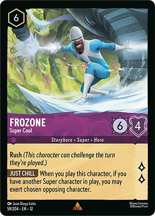 Frozone - Super Cool - 59/204 Rare Disney Lorcana card from Wilds Unknown, Near Mint Normal