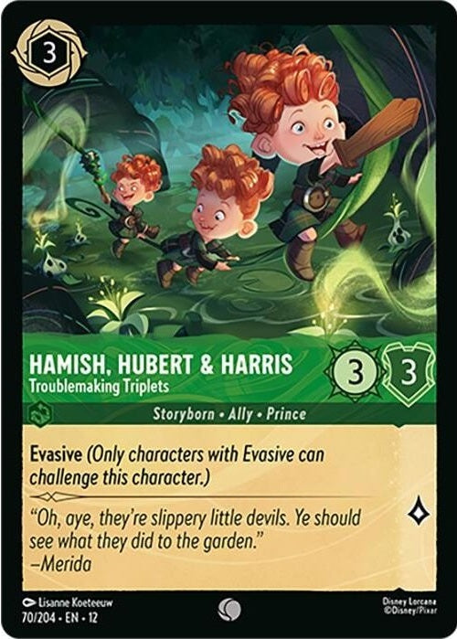 Hamish, Hubert & Harris - Troublemaking Triplets - 70/204 Common Disney Lorcana card from Wilds Unknown, Near Mint Normal