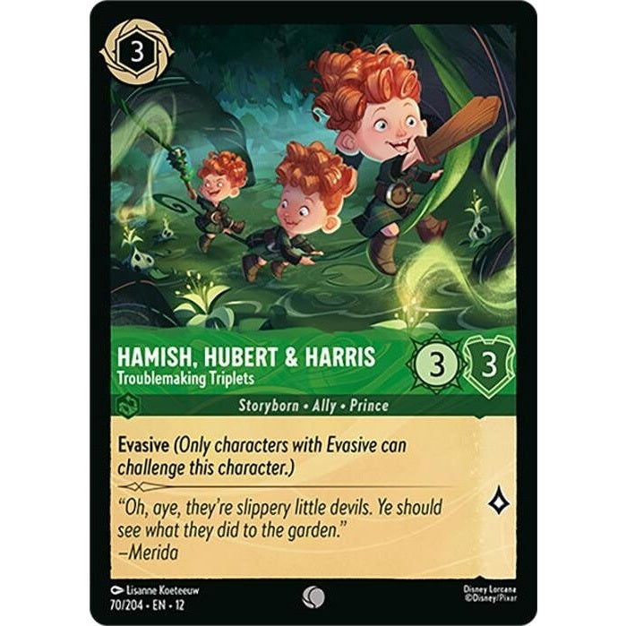 Hamish, Hubert & Harris - Troublemaking Triplets - 70/204 Common Disney Lorcana card from Wilds Unknown, Near Mint Normal