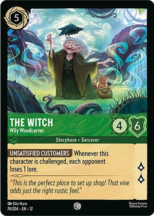 The Witch - Wily Woodcarver - 74/204 Common Disney Lorcana card from Wilds Unknown, Near Mint Normal