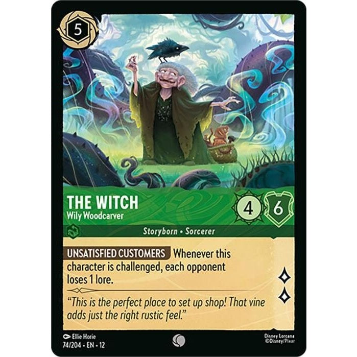 The Witch - Wily Woodcarver - 74/204 Common Disney Lorcana card from Wilds Unknown, Near Mint Normal