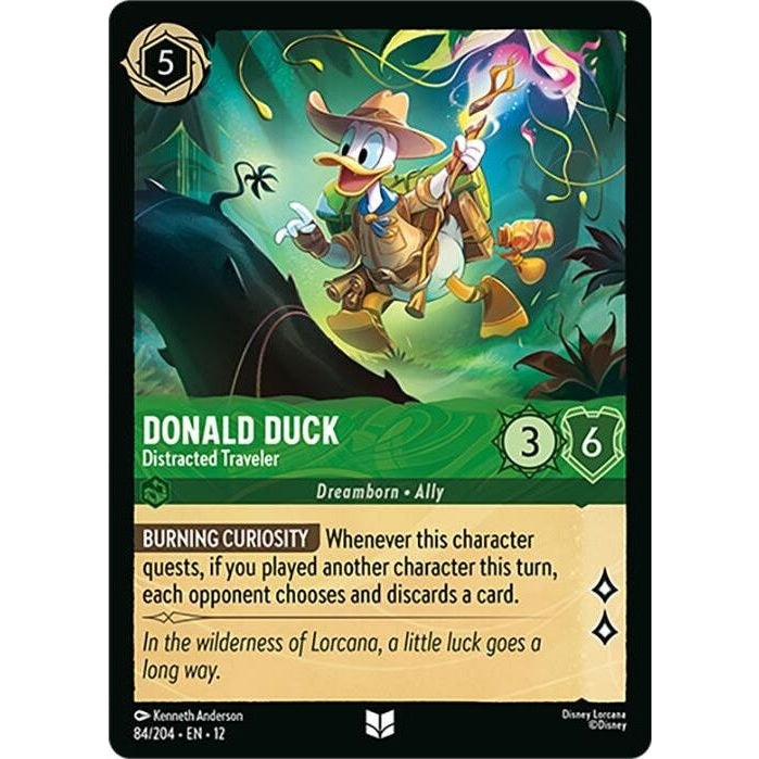 Donald Duck - Distracted Traveler - 84/204 Uncommon Disney Lorcana card from Wilds Unknown, Near Mint Normal