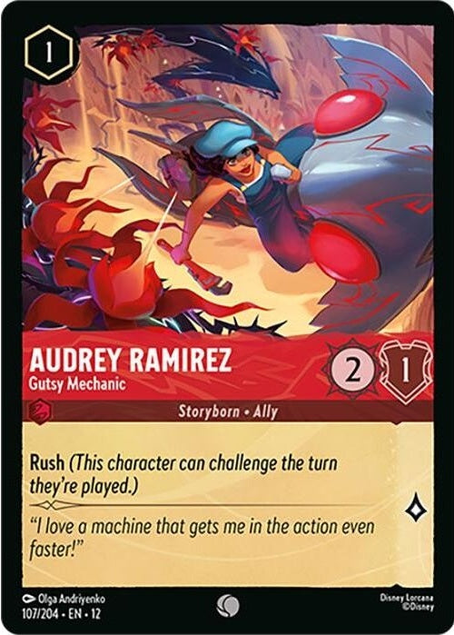 Audrey Ramirez - Gutsy Mechanic - 107/204 Common Disney Lorcana card from Wilds Unknown, Near Mint Normal