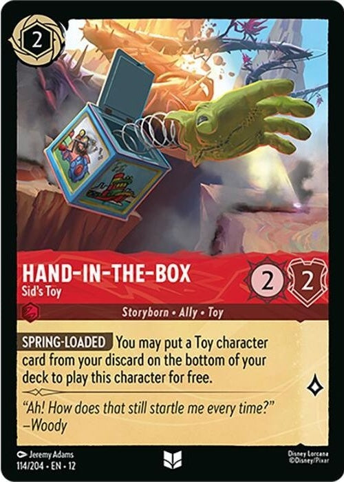 Hand-in-the-Box - Sid's Toy - 114/204 Uncommon Disney Lorcana card from Wilds Unknown, Near Mint Normal