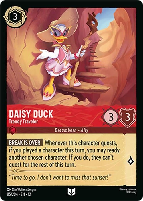 Daisy Duck - Trendy Traveler - 115/204 Uncommon Disney Lorcana card from Wilds Unknown, Near Mint Normal