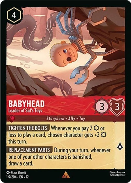 Babyhead - Leader of Sid's Toys - 119/204 Rare Disney Lorcana card from Wilds Unknown, Near Mint Normal