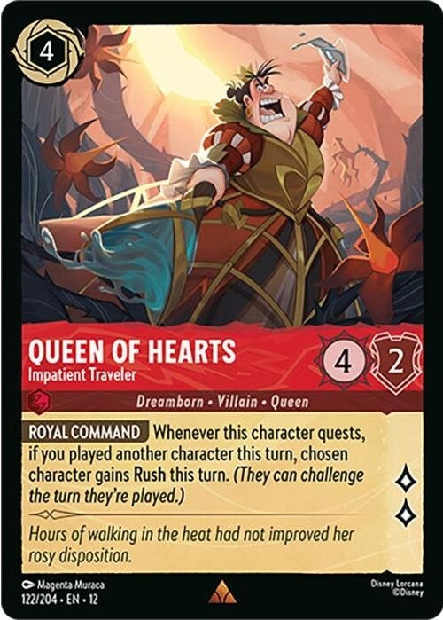Queen of Hearts - Impatient Traveler - 122/204 Rare Disney Lorcana card from Wilds Unknown, Near Mint Normal