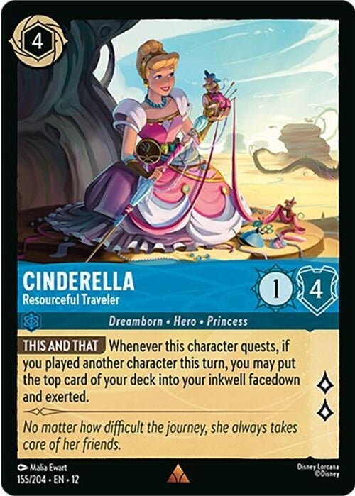 Cinderella - Resourceful Traveler - 155/204 Rare Disney Lorcana card from Wilds Unknown, Near Mint Normal