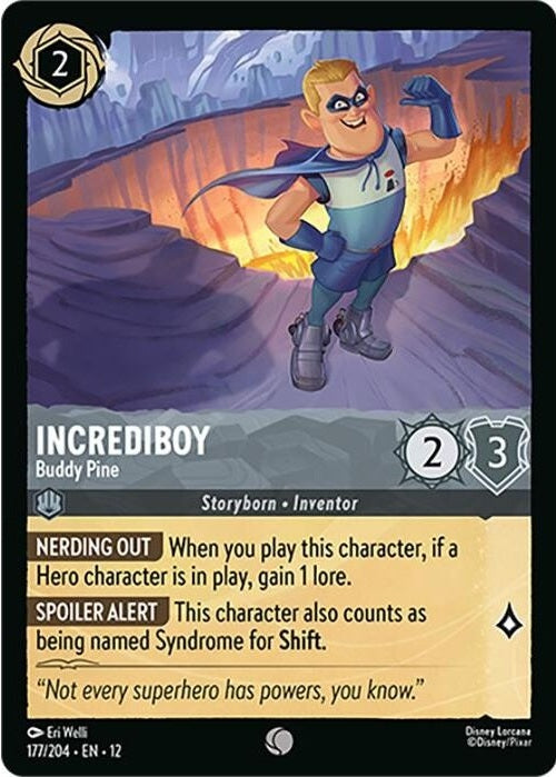 Incrediboy - Buddy Pine - 177/204 Common Disney Lorcana card from Wilds Unknown, Near Mint Normal