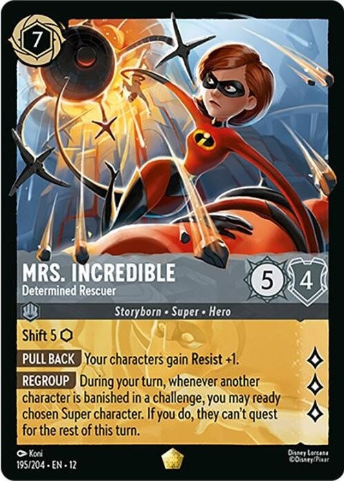 Mrs. Incredible - Determined Rescuer - 195/204 Legendary Disney Lorcana card from Wilds Unknown, Near Mint Normal