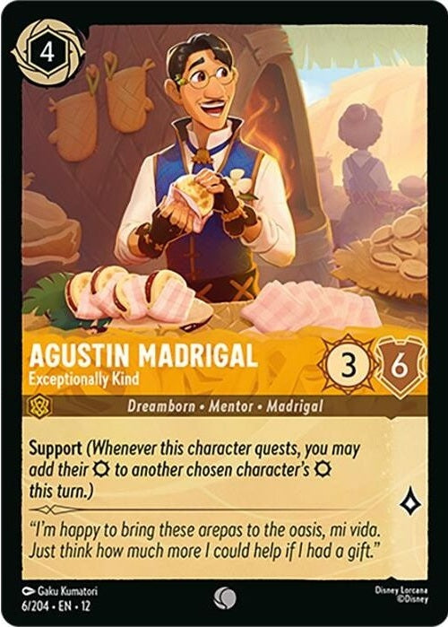 Agustin Madrigal - Exceptionally Kind - 6/204 Common Disney Lorcana card from Wilds Unknown, Near Mint Normal