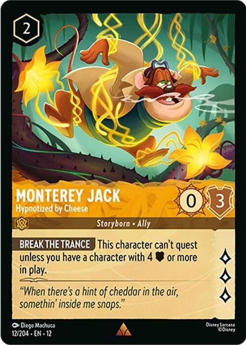 Monterey Jack - Hypnotized by Cheese - 12/204 Rare Disney Lorcana card from Wilds Unknown, Near Mint Normal