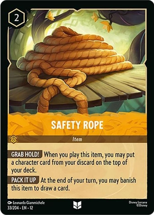 Safety Rope - 33/204 Uncommon Disney Lorcana card from Wilds Unknown, Near Mint Normal