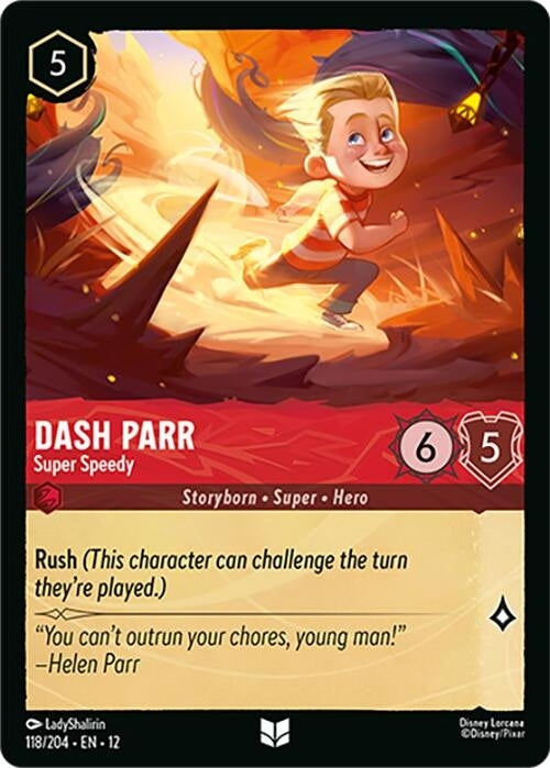 Dash Parr - Super Speedy - 118/204 Uncommon Disney Lorcana card from Wilds Unknown, Near Mint Normal