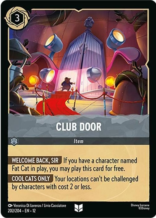 Club Door - 202/204 Uncommon Disney Lorcana card from Wilds Unknown, Near Mint Normal
