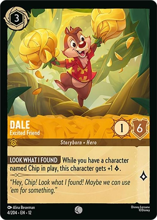 Dale - Excited Friend - 4/204 Common Disney Lorcana card from Wilds Unknown, Near Mint Normal