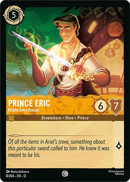 Prince Eric - Noble Swordsman - 8/204 Common Disney Lorcana card from Wilds Unknown, Near Mint Normal