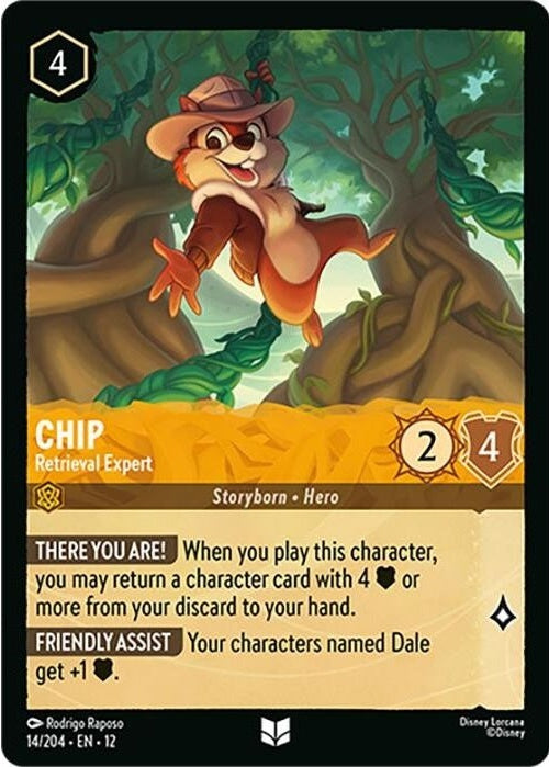 Chip - Retrieval Expert - 14/204 Uncommon Disney Lorcana card from Wilds Unknown, Near Mint Normal