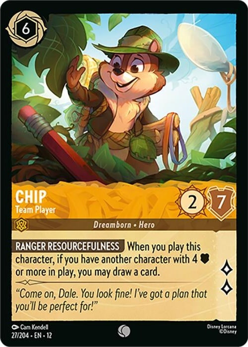 Chip - Team Player - 27/204 Common Disney Lorcana card from Wilds Unknown, Near Mint Normal
