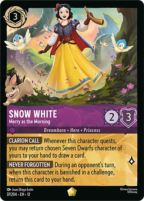 Snow White - Merry as the Morning - 37/204 Legendary Disney Lorcana card from Wilds Unknown, Near Mint Normal