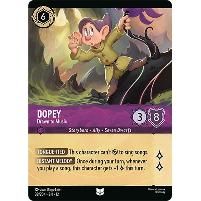 Dopey - Drawn to Music (Foil) - 38/204 Uncommon Disney Lorcana card from Wilds Unknown, Near Mint Cold Foil