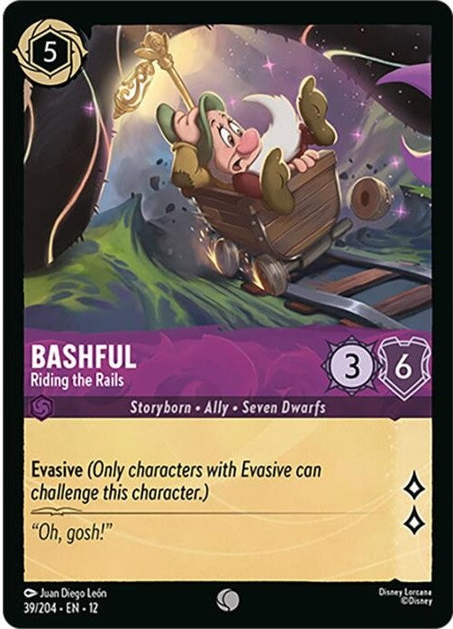 Bashful - Riding the Rails - 39/204 Common Disney Lorcana card from Wilds Unknown, Near Mint Normal