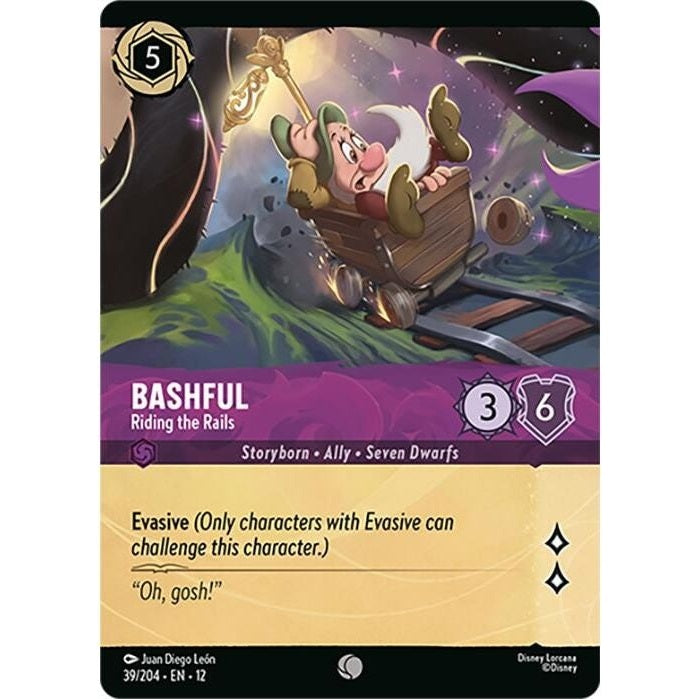 Bashful - Riding the Rails (Foil) - 39/204 Common Disney Lorcana card from Wilds Unknown, Near Mint Cold Foil