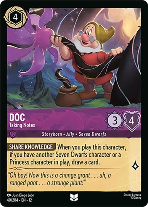 Doc - Taking Notes - 40/204 Uncommon Disney Lorcana card from Wilds Unknown, Near Mint Normal