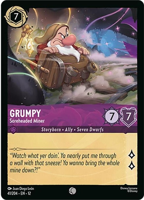 Grumpy - Soreheaded Miner - 41/204 Common Disney Lorcana card from Wilds Unknown, Near Mint Normal